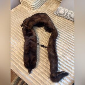 Vintage A.E. Luxurious Brown Mink Fur Stole with Four Full Mink Pelts